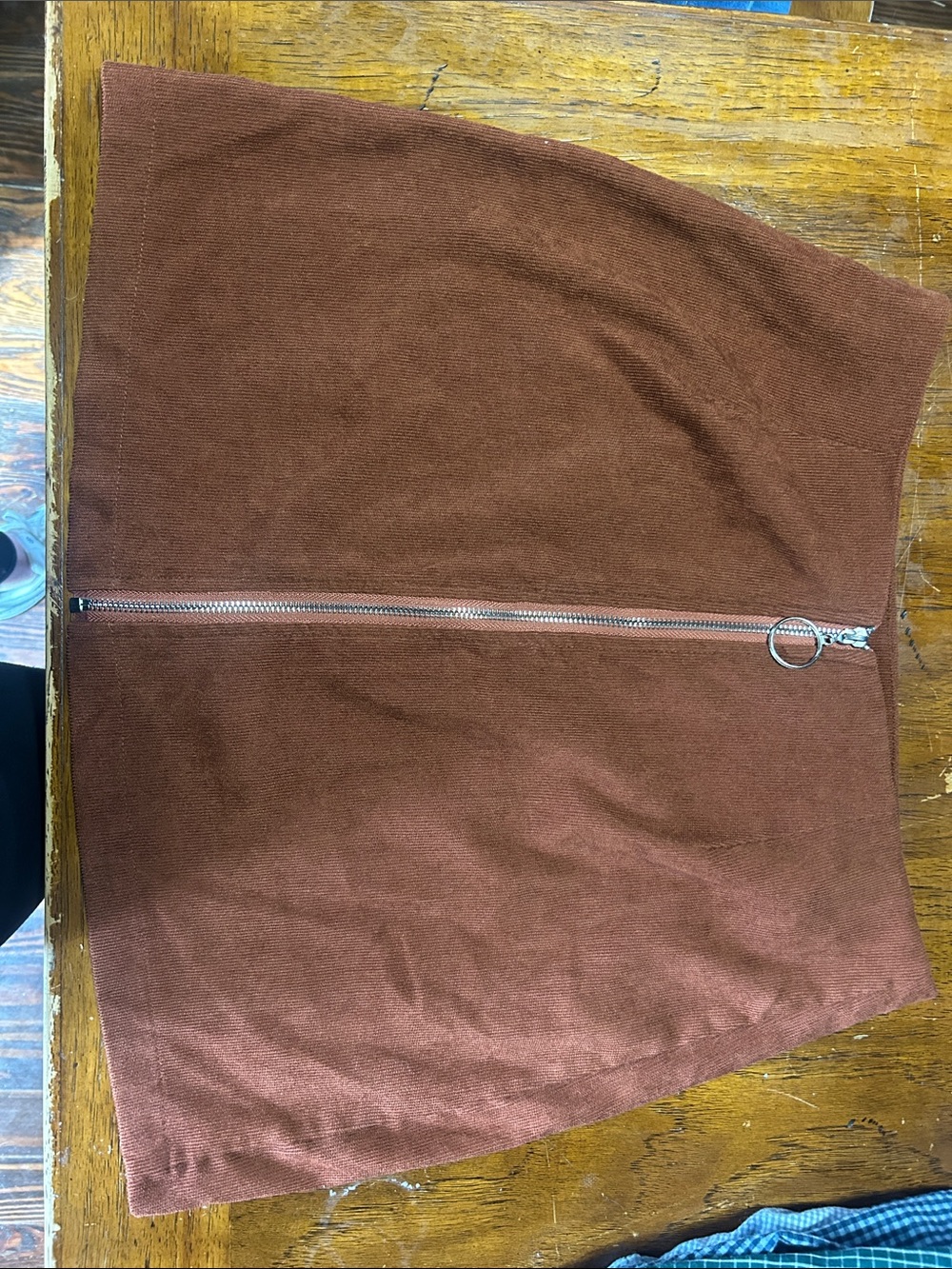 SHEIN Brown Zip-Front Mini Skirt